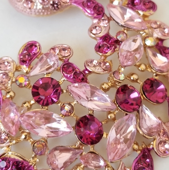 Pink Crystals Peacock Pendant Purse Charm Key Ring NWT - Picture 10 of 12